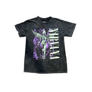 Nirvana In Utero Washed Black Graphic Tee Size Medium
